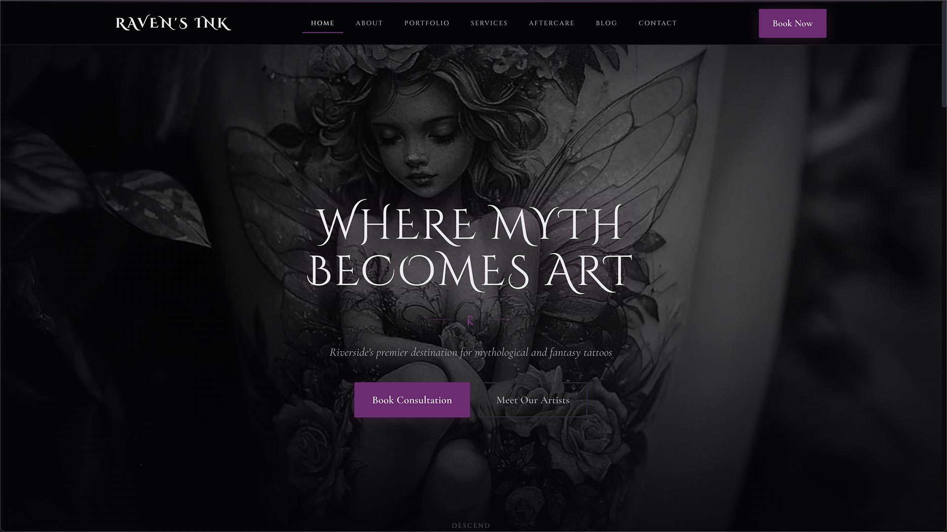 Raven's Ink Website Screenshot